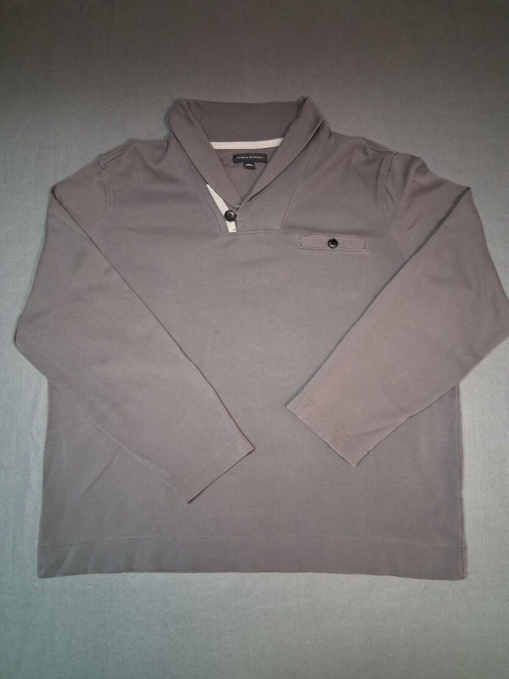 Banana Republic Shawl Collar Shirt Cotton Long Sleeve Gray Men's Size XL